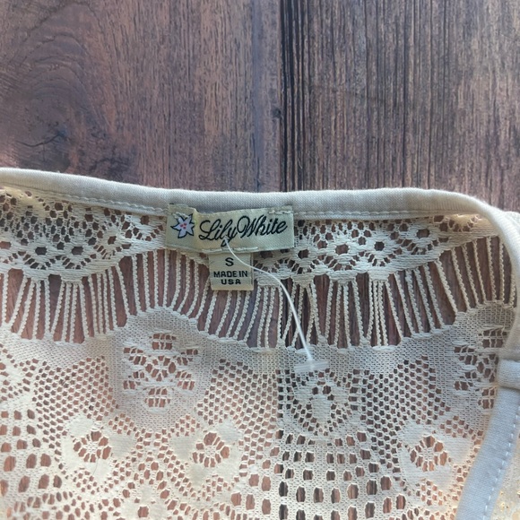 Lily White Cream Lace Sleeveless Bohemian Blouse Top Women's S - Picture 3 of 5